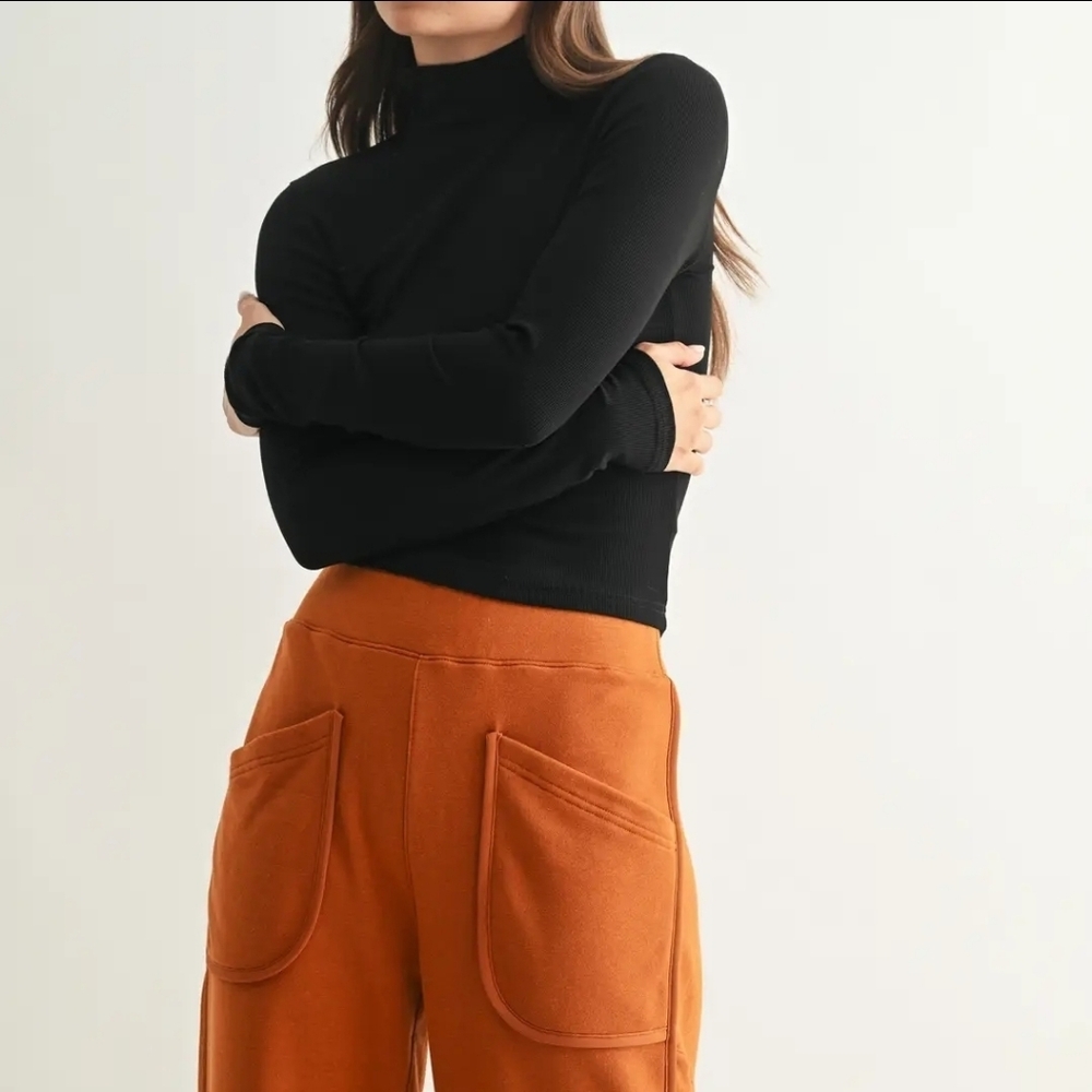 Micro Ribbed Long Sleeve Turtleneck